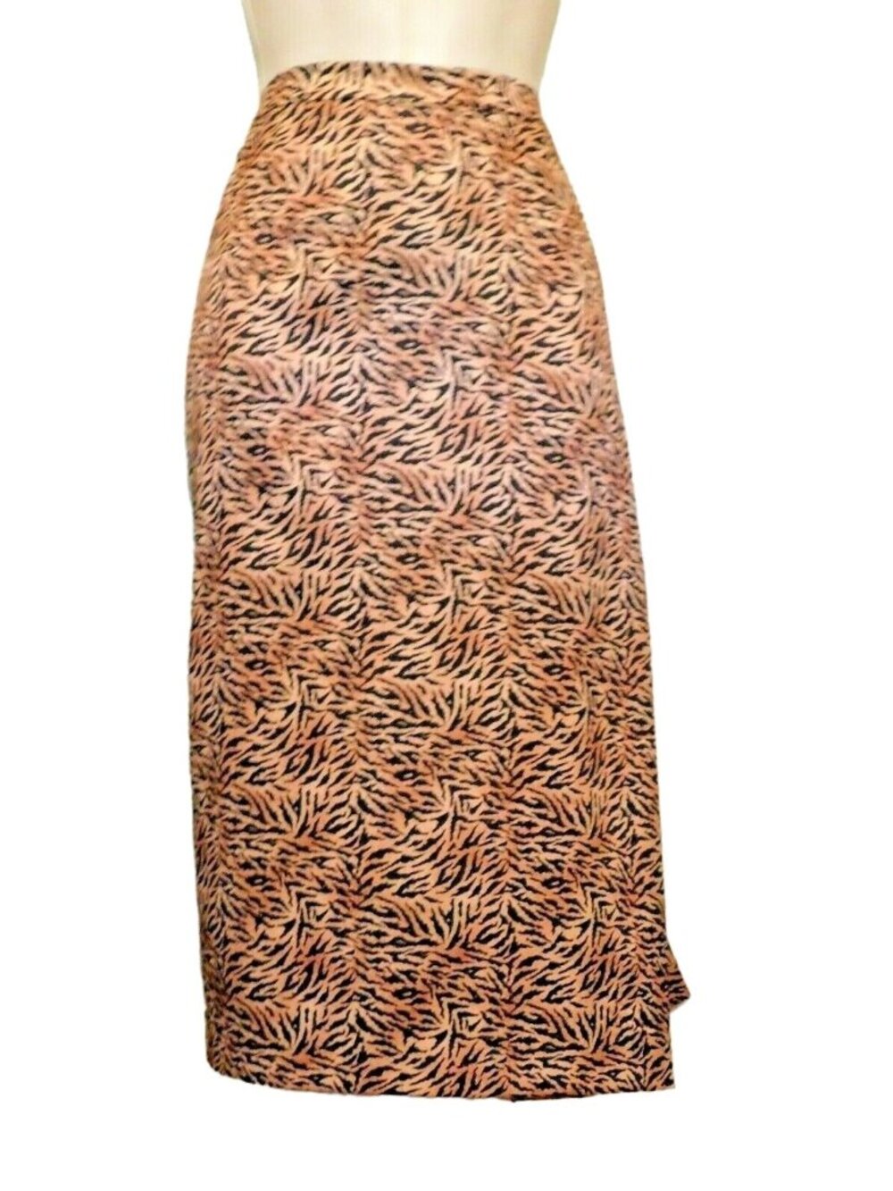 Sag Harbor Animal Print Skirt 16 Brown Black Elastic at Waist Straight NEW
